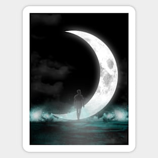 Silhouette next to the moon Sticker